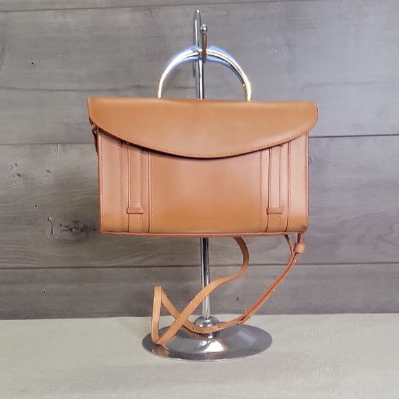 Mansur Gavriel Tan Leather Small Satchel Clutch Crossbody Shoulder Bag - Picture 1 of 12